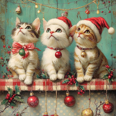 Christmas Cat Sign, DCO-102406, Sign For Wreath, 10x10in Metal Sign